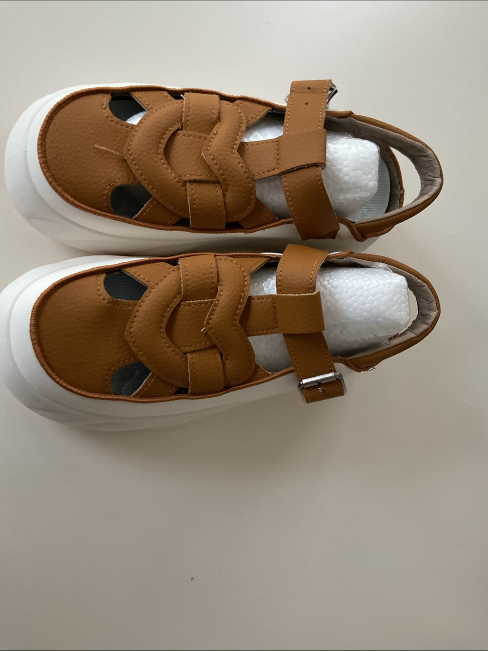 S.L. Fashions Tan women platforms Sandals with White Sole - Picture 3 of 3